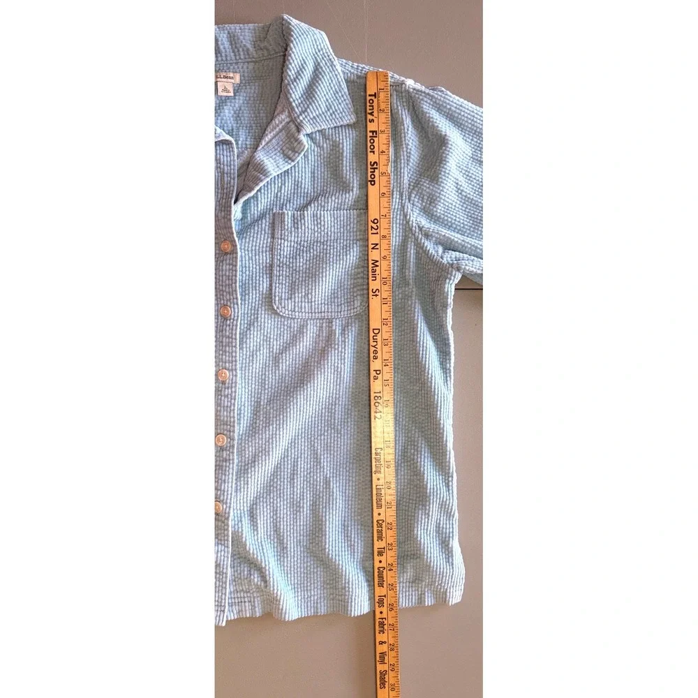 LL Bean Womens Large Light Blue wide wale Corduroy Button Down Shirt Cotton - Picture 4 of 9